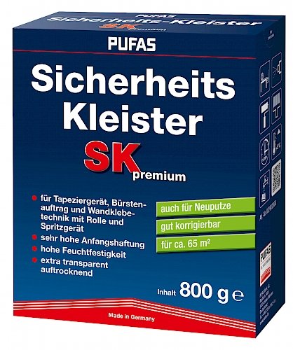 PUFAS Sicherheits-Kleister SK premium 0,8KG, sehr hohe Anfangshaftung, gut korrigierbar, auch für problematische Untergründe u.Neuputzflächen