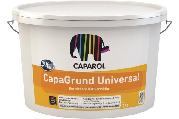 CAPAROL CapaGrund Universal weiß 5L, hoch wasserdampfdurchlässiger deckender Grundanstrich, Risiko-Minderung von Kalkausblühungen