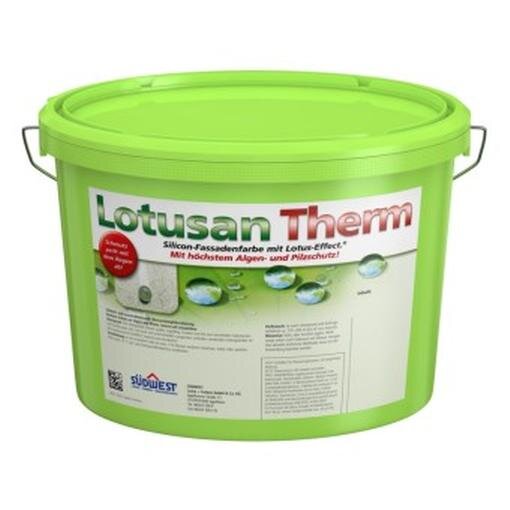 SÜDWEST Lotusan Therm weiß, Silicon-Fassadenfarbe mit Lotus-Effect®, Höchster Schutz vor Algen und Pilzen, Hoch wasserabweisend, tönbar