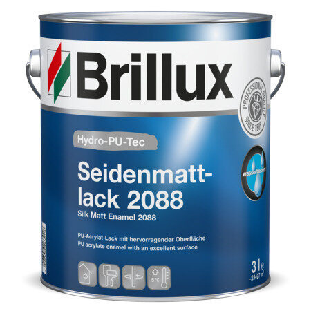 Brillux Hydro-PU-Tec Seidenmattlack2088 Weiß 0,75L, Premium-Seidenmattlack f. Holz und Metall, blockfest, auch f. Spielzeug geeign., wasserbasiert, tönbar