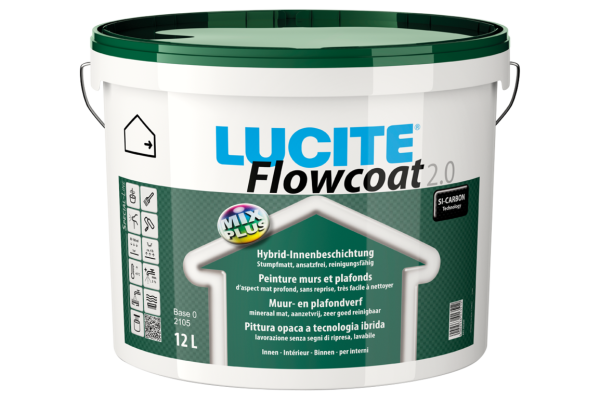 LUCITE® | Flowcoat 2.0 | weiß | 12l | Hochwertiger Wand- und Deckenanstrich | Streiflichtunempfindlich | Silizium - Carbon - Technologie