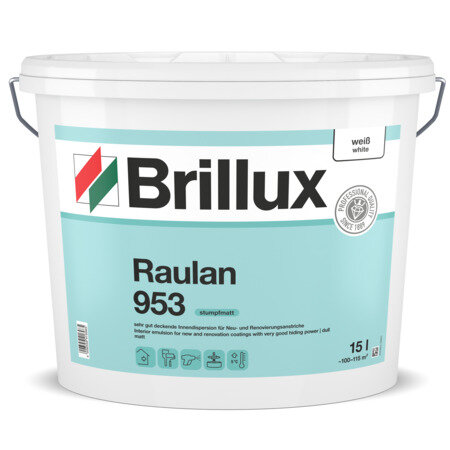 Brillux Raulan 953, Sehr gut deckende Innen-Dispersionsfarbe, wasserdampfdiffusionsfähig, ELF, leicht verarbeitbar, viele Untergründe geeign.,tönbar