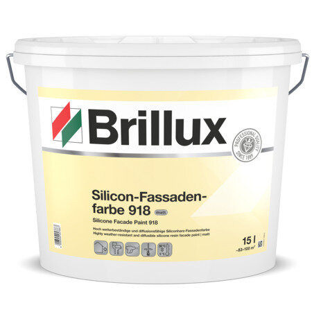 Brillux Silicon-Fassadenfarbe 918 weiß Protect 15L, hoch wetterbeständige Siliconharz-Fassadenfarbe,hoch wasserabweisend,-wasserdampfdiffusionsfähig, tönbar
