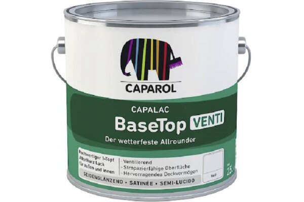 CAPAROL Capalac BaseTop Venti weiß 0,75L, Seidenglänzender Fenster,-Türlack, hochdeckendes 1-Topf-Lacksystem für Innen und außen