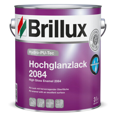 Brillux Hydro-PU-Tec Hochglanzlack 2084, 0,75L, Premium-Lack, hervorragender Verlauf, wasserbasiert für Holz u. Metall, Spielzeug geeign. blockfest, für Innen und Außen, tönbar