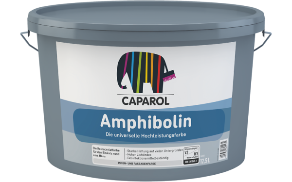 CAPAROL Amphibolin weiß 5L, Reinacrylat Hochleistungsfarbe f. Innen u. Außen, Schlagregendicht, wasserabweisend, hoch strapazierfähig,- scheuerbeständig