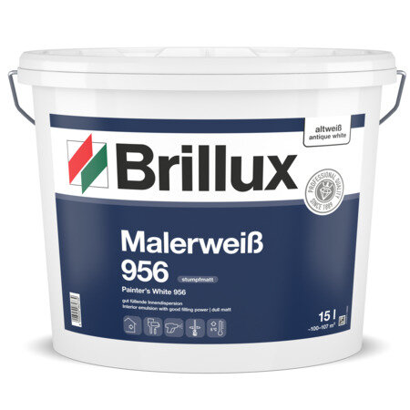 Brillux Malerweiß 956 altweiß (ehemals Malerweiß 954 altweiss) stumpfmatt Innenfarbe, emissionsarm, lösemittel-und weichmacherfrei