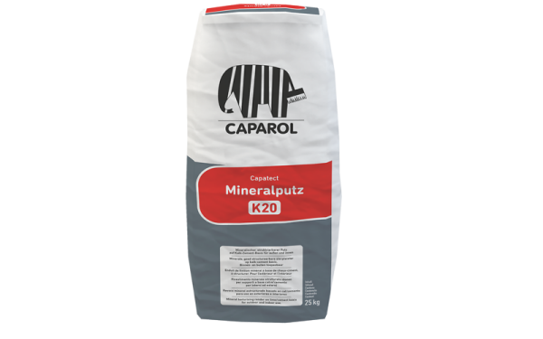 CAPAROL Capatect Mineralputz K20, 25KG, Mineralischer strukturierbarer Oberputz, Kratzputz-Struktur, Hoch wasserdampfdurchlässig, f. Innen und Außen
