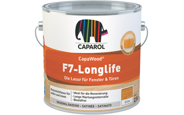 Caparol CapaWood F7 Longlife 0,75L Kiefer Premium Holzlasur seidenglänzend für Holzfassaden Fenster Türen und Holzbauteile im Außenbereich