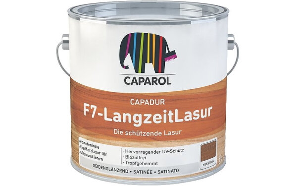 CAPAROL Capadur F7-LangzeitLasur 2,5L Mahagoni, Die schützende Holzlasur, Hervorragender UV-Schutz,-Feuchteschutz, Biozidfrei, Hoch diffusionsfähig