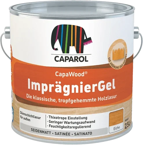 Caparol CapaWood ImprägnierGel Lasur, lösemittelbasierte tropfgehemmte Holzlasur für Außenbereich Holzschutzlasur mit Hydroperl-Effekt für Zäune Fassaden Balkone und Holzverkleidungen