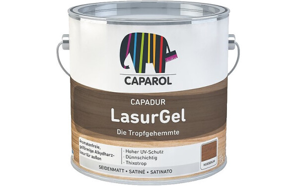 CAPAROL Capadur LasurGel 0,75l Walnuss, Die Tropfgehemmte Holzschutzlasur, Hoher UV-Schutz, feuchtigkeitsregulierend, Konservierung gegen Pilzbefall