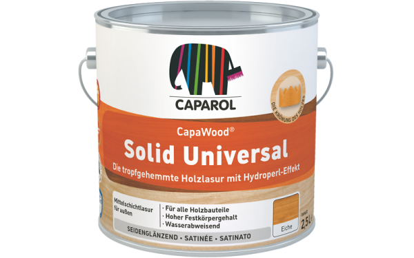 CAPAROL CapaWood Holzlasur Solid Universal f. alle Holzbauteile, mit Hydroperl-Effekt, Hoher UV-Schutz, Feuchtigkeitsregulierend, Schutz gegen Pilfbefall